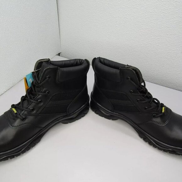 NEW RHINO 6" Tactical Safety Work Boots Black Leather Lace Slip Resist Size 10 - Picture 2 of 8